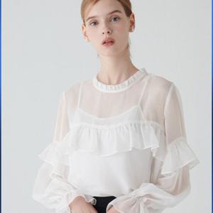 [샤틴]하이넥 프릴포인트 시스루블라우스(끈나시)S233B252A03_JK