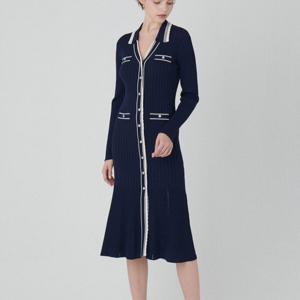 [샤틴]레이스배색 니트 롱 원피스S233B956A_JK