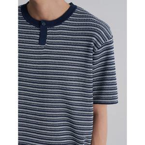 (225751EQCR) [에잇세컨즈] 스트라이프 헨리넥 니트 풀오버  네이비