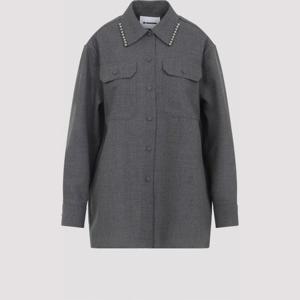 질샌더 펄 장식 그레이 울 셔츠 J03DL0210J41557 030