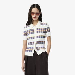 라코스테 공식 여성 플리츠 립조직 반팔 폴로 가디건 AF4142-55N 6QI