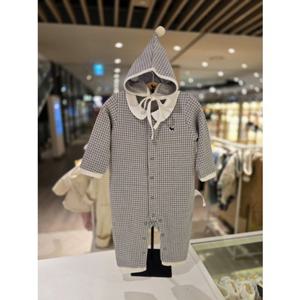 [블루독베이비] 25 FW(GR)클래식체크세트우주복(45C7004113) 신생아 출산 백일 선물 조카 유아 아가옷 모자