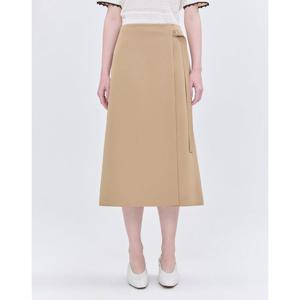 질스튜어트 뉴욕 여성 25SS 시즌오프 카키 베이지 단색 A라인 벨트 스트랩 롱 스커트 JSSK5B300K1
