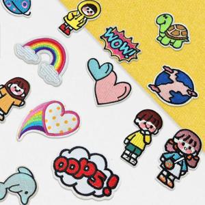 패브릭 전용 열부착 디자인 자수 패치 일러스트(I)