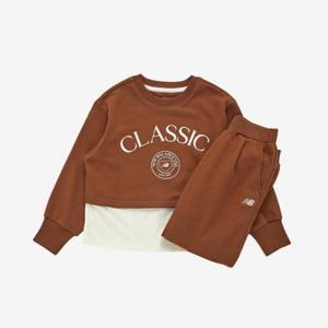 M 뉴발란스키즈트레이닝세트 PQC NK9YE3801G-85 레이어드 크롭스웨트 셋업