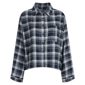 샵앤) 여성 카라넥 약기모 루즈핏 체크 언발 남방 셔츠 MSE-WBL-20791-네이비