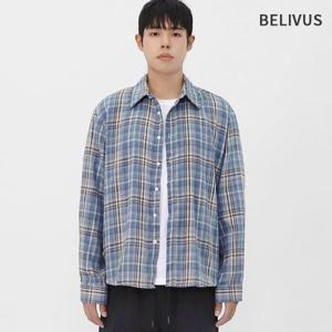 빌리버스 남성 캐주얼 빈티지 셔츠 트렌디 세미오버핏 긴팔 컬러 체크 빈티지 남방 BRAT103