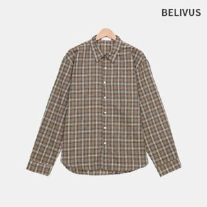 빌리버스 남자 감성 격자 체크 긴팔 셔츠 세미 오버핏 남방 BRAT100