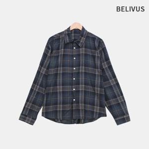 빌리버스 남자 톤다운 겨울 체크 셔츠 세미 오버핏 긴팔 남방 BRAT107