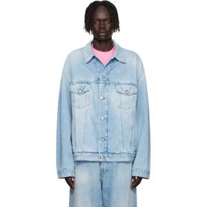 아크네 청자켓 블루 페이딩 워싱 데님 재킷 252129M177001