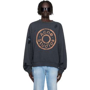 아크네 스웨트셔츠 블랙 로고 프린트 스웨트셔츠 252129M204005