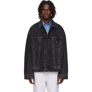 아크네 청자켓 블랙 루즈 핏 데님 재킷 252129M177000