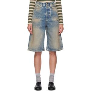아크네 반바지 블루 루즈 핏 데님 쇼츠 252129F088017