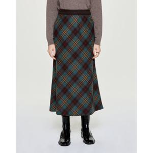 헤지스 여성 25FW 체크 롱 스커트 그린 HSSK5D103E2