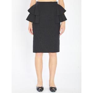 발렌티노 블랙 울 실크 크레이프 미디 스커트 7B3RADJ5 1CF 0NO