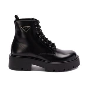 25 FW 프라다 레이스업 플랫폼 레더 퓨어 부츠 블랙 2TG242B4LFG000