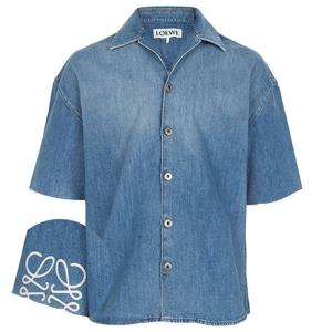 로에베 25FW 워시드데님 아나그램 반팔 셔츠 H526Y1DW18 6395