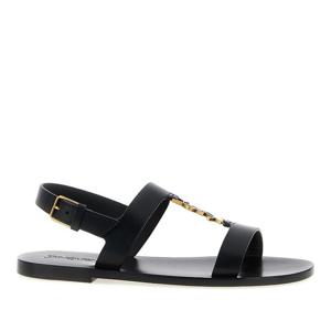 생로랑 카산드르 블랙 가죽 플랫 샌들 818108DWEDD 1000