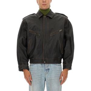 생로랑 램스킨 스냅 버튼 가죽 재킷 845464 YCNX21628