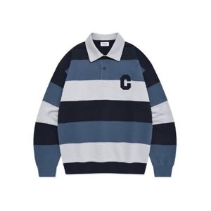 M 커버낫긴팔티 CQK CO2401CR06-NA C 로고 럭비 맨투맨 네이비