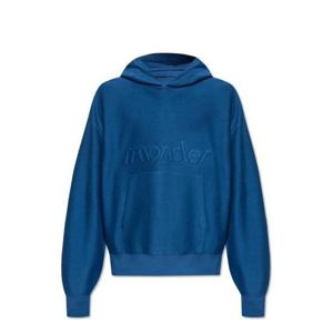 25 FW 몽클레어 로고 엠보싱 코튼 퓨어 롱슬리브 후드티 블루 J10918G00054899V4