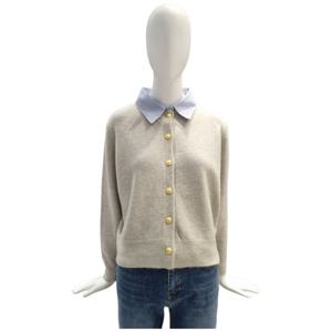 [페이지플린]셔츠 카라 배색 금장 버튼 라운드 가디건 F5CKN503