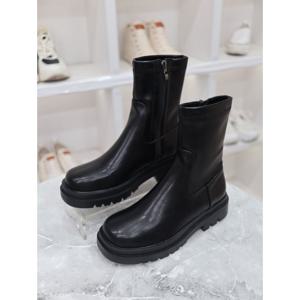 [블리아르]라운드 스판 통굽 워커 앵클 부츠 5cm BLMD31217_GN