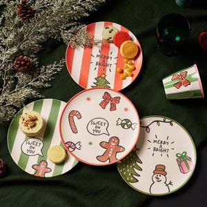 [모던하우스] 메리브라이트 크리스마스 뱀부파이버 원형접시 4P D20