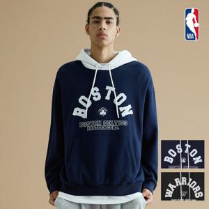 [엔비에이]남녀공용 컬러배색 아치로고 융기모 루즈핏 후드티셔츠 N254TH040P