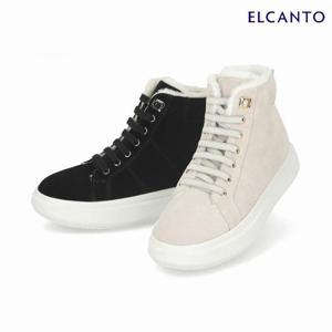 엘칸토  (LCWA31U44C) 여성 소가죽 털안감 하이탑 스니커즈 4cm