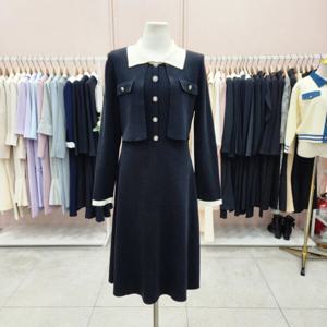 [샤틴]카라배색넥 니트 미디 원피스S244K956A_JK