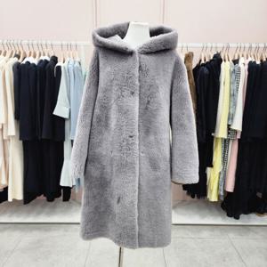 [샤틴]후드넥 양모100% 퍼 롱 코트S244C772A13_JK