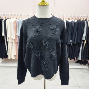 [샤틴]엠보 망사리본장식 포인트 니트S244K959A_JK