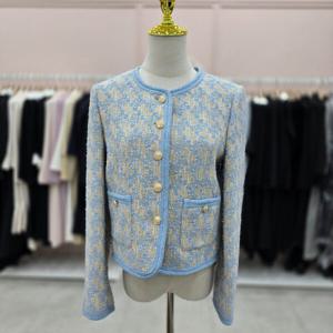 [샤틴]라인배색 골드버튼 트위드쟈켓S251B101A20_JK