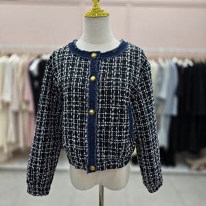 [샤틴]데님라인배색 체크 트위드 쟈켓S251K182A_JK