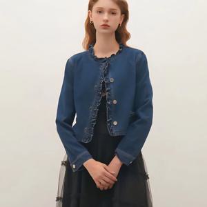 [샤틴]프릴라인배색 리본포인트 데님쟈켓S253B153A20_JK