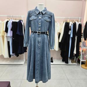 [샤틴]보석장식 벨티드 데님 원피스S253M655A20