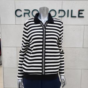 [크로커다일레이디]스트라이프 가디건형 티셔츠CLEWTS116-BK_BP