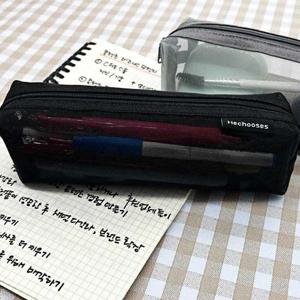 원형 투명 망사 필통 블랙 메쉬 메쉬 필통 망사 투명