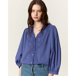 아떼 바네사브루노 여성 25SS 백화점BEST바이올렛 플라워자수 면 긴팔 블라우스 VLBL5B273V2