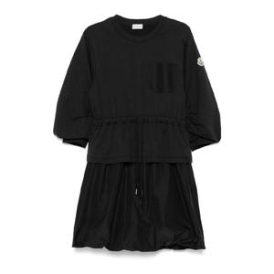 25SS Moncler 블랙 코튼 스웨트 셔츠 드레스 8I0001489A1K999