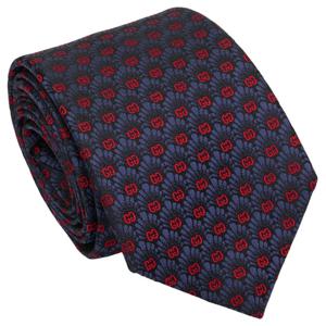 구찌 624063 네이비 GG로고 플라워패턴 슬림 실크 넥타이