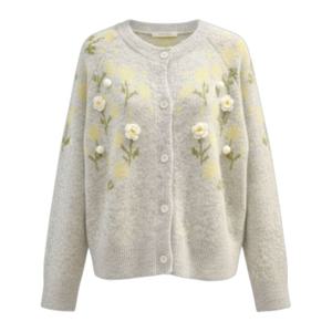 [페이지플린]라운드넥 꽃자수 울 가디건 F5DCA403