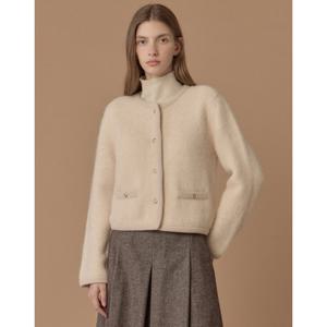 질스튜어트 뉴욕 여성 25FW 핑크 단색 알파카혼방 가디건 JSSW5D210P4