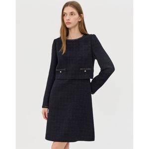 질스튜어트 뉴욕 여성 25FW 네이비 체인장식 아크릴혼방 원피스 JSDR5D420N3