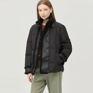 [베네통] [Online Exclusive] 무스탕 블록 덕다운 점퍼_BAPDE8561BK