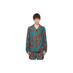 25 FW ZEGNA 남성 오렌지   블루 리넨 셔츠 252142M192013