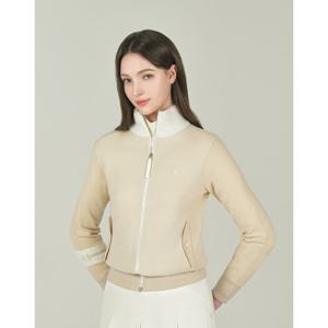 헤지스 골프 여성 25FW 베이지 여성 울혼방 니트 방풍 집업 HWSW5D719I1