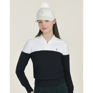 헤지스 골프 여성 25FW 네이비 여성 울혼방 윙 카라 방풍 티셔츠 HWSW5D714N3