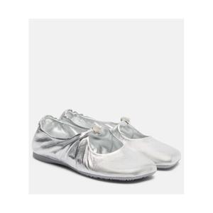 로에베 Pebble Soft 메탈릭 레더 발레리나 플랫 P01118184